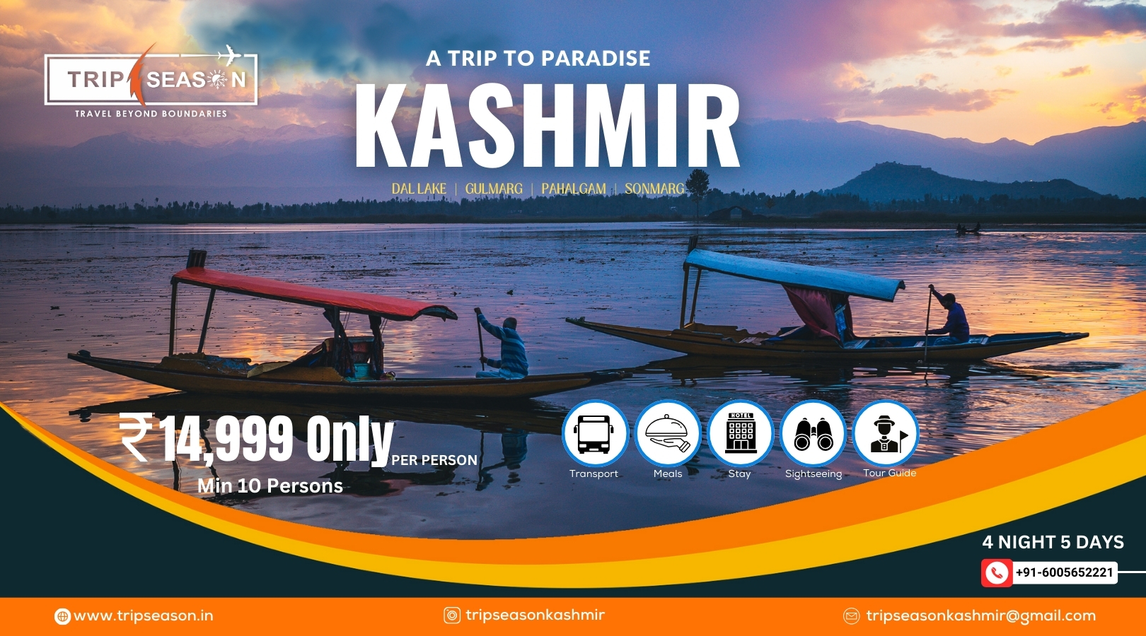 ✨ 4N/5D Kashmir Tour Package – Ex Srinagar